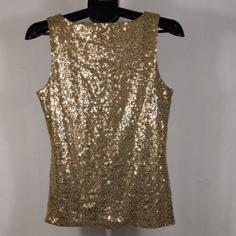 Anne Klein Gold Sequin Women's Tank Top - Picture 2 of 2